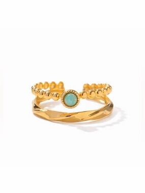 18K Gold Plated Natural Stone Adjustable ring